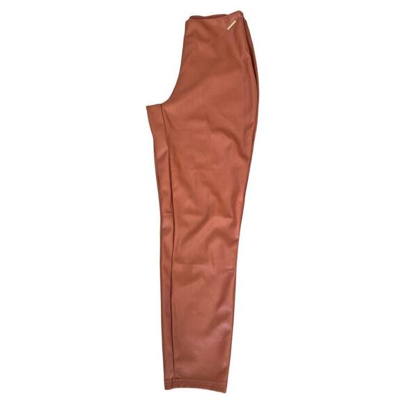 FABLETICS Faux Leather Vegan Leggings Mahogany Brown Sz L - Picture 10 of 10